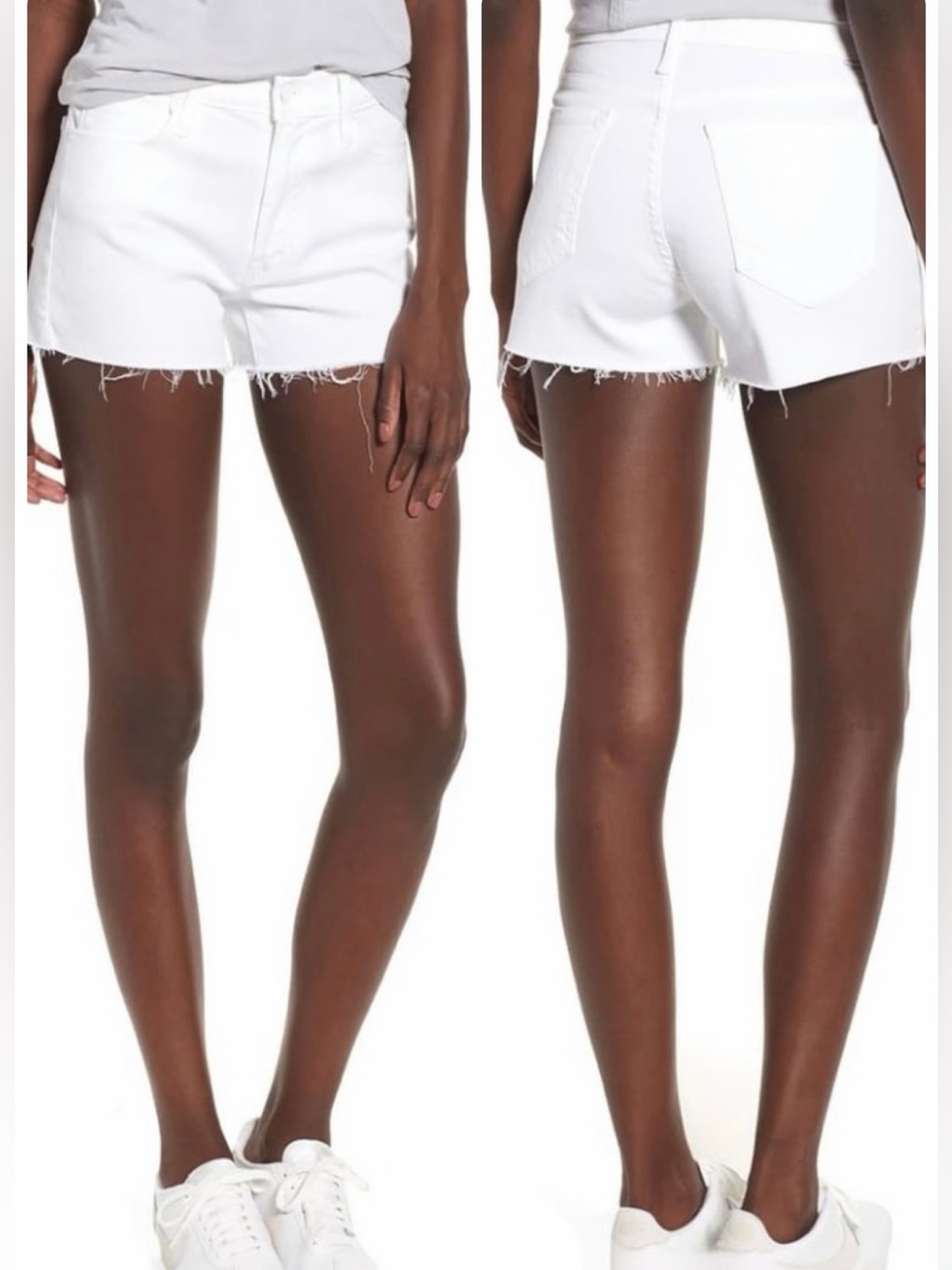 🔆 MOTHER The Charmer Fray White Denim Shorts 
“Glass Slipper” 
Size 26